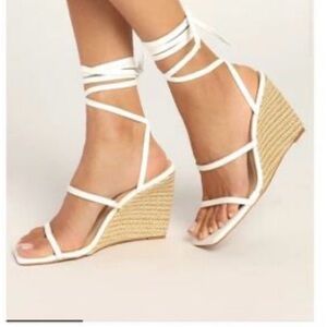 So Me Cream Strappy Wedge Sandals